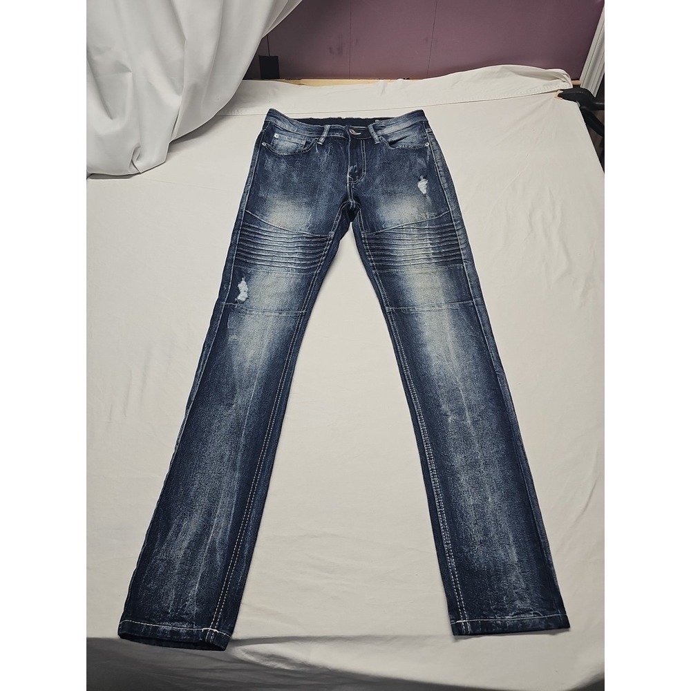 Southpole  Men's Biker/Moto Denim Pants Blue Size 30x32 Distressed‎